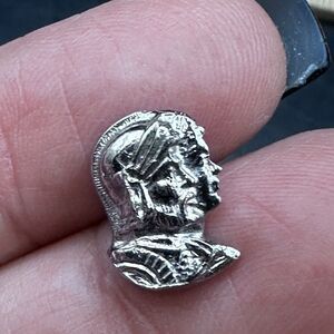 Sterling Silver Tie Tack Pin Spanish Portuguese Explorer Soldier Woman Profiles
